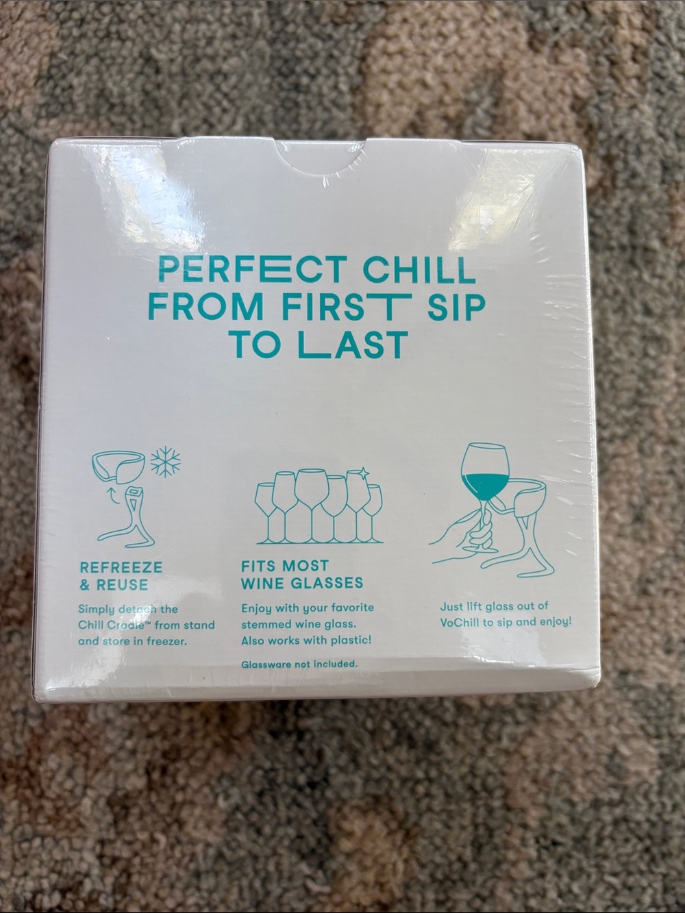NWT VoChill Stemmed Wine Chiller - Keeps Wine Cold- Sand Color - Picture 4 of 5